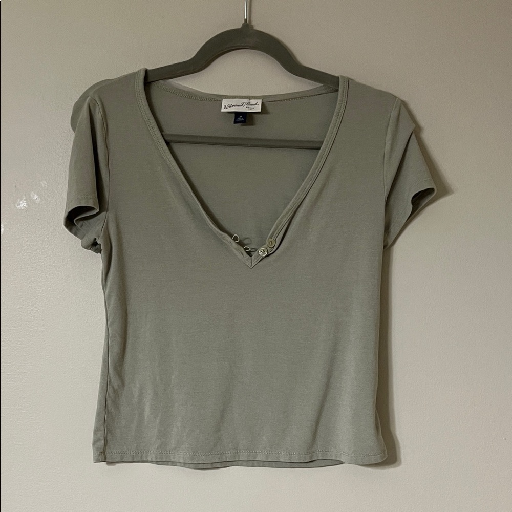 Universal Thread V-Neck Short Sleeve Top - Sage